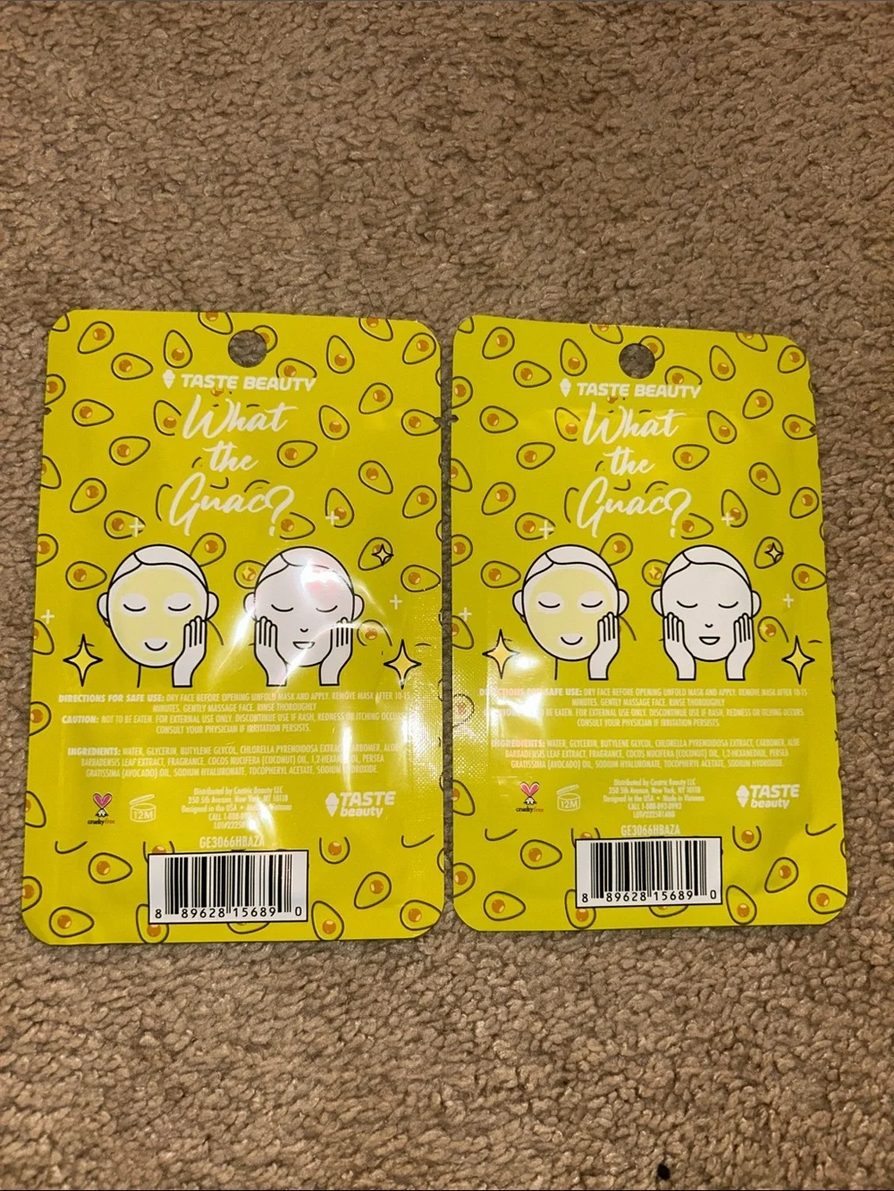 Taste Beauty What the Guac? Avocado Sheet Mask - Yellow (Set of 2)